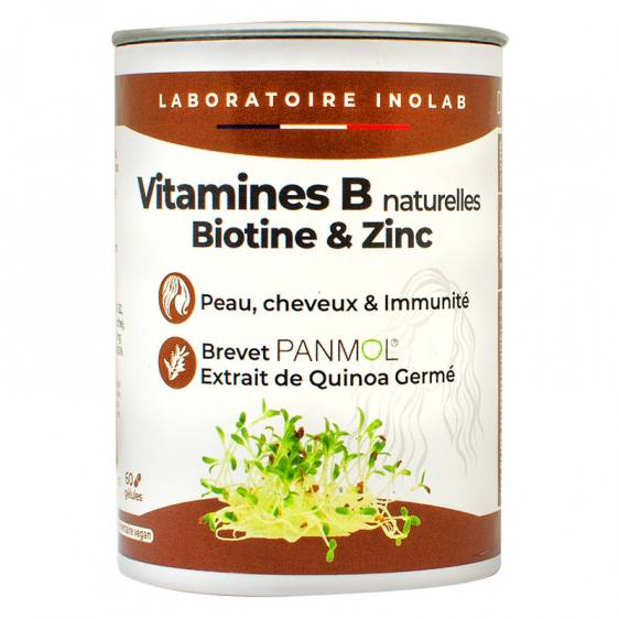 Dermaform 8 vitamines B d'origines naturelles zinc 60 gélules