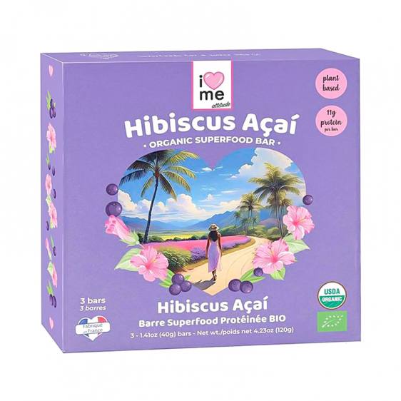 Barres protéinée hibiscus açaï bio 120g