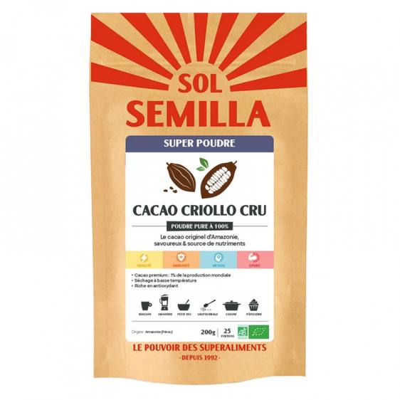 Cacao criollo cru bio en poudre 200g