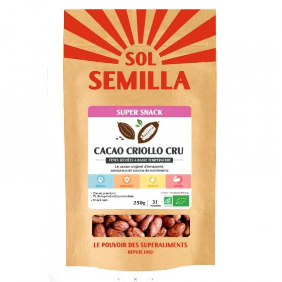 Fèves de cacao criollo crues bio équitable 250g