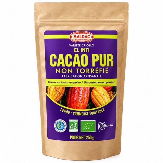 Cacao criollo pur non torréfié en poudre bio équitable 250g
