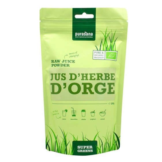Jus d'herbe d'orge cru bio en poudre 200g